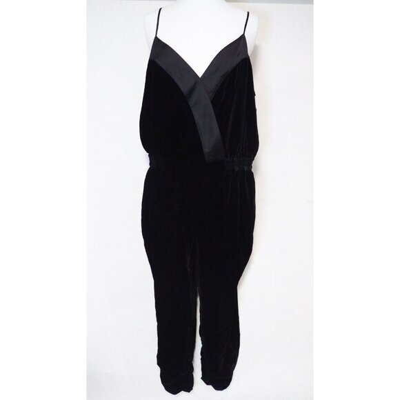 Parker Black Velvet V-Neck Jumpsuit W/ Cropped Pants, Size 14, NWT! $298